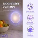 ORRO Indoor Fruit Fly & Gnat Trap, Plug-In Flying Insect Light with Tri-Spectrum LEDs, Automatic Night Mode, Hidden Sticky Cartridge, Warm Night Light, 6 Refills, White